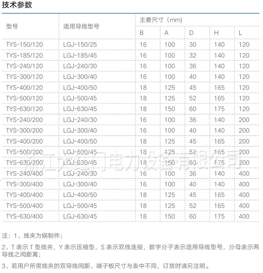 TYS系列雙導(dǎo)線壓縮型T型線夾