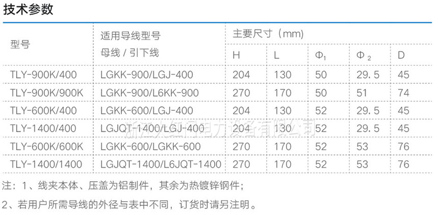 TLY系列單導(dǎo)線壓縮型T型線夾